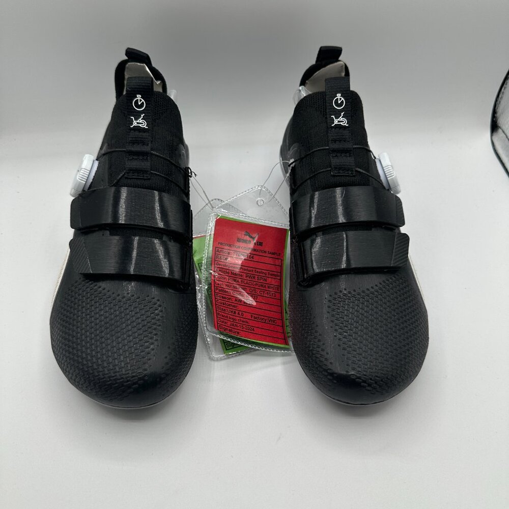 PUMA PWRSPIN Indoor Cycling Shoes Black/White 378096-04 Men's 5 NEW - Picture 3 of 10
